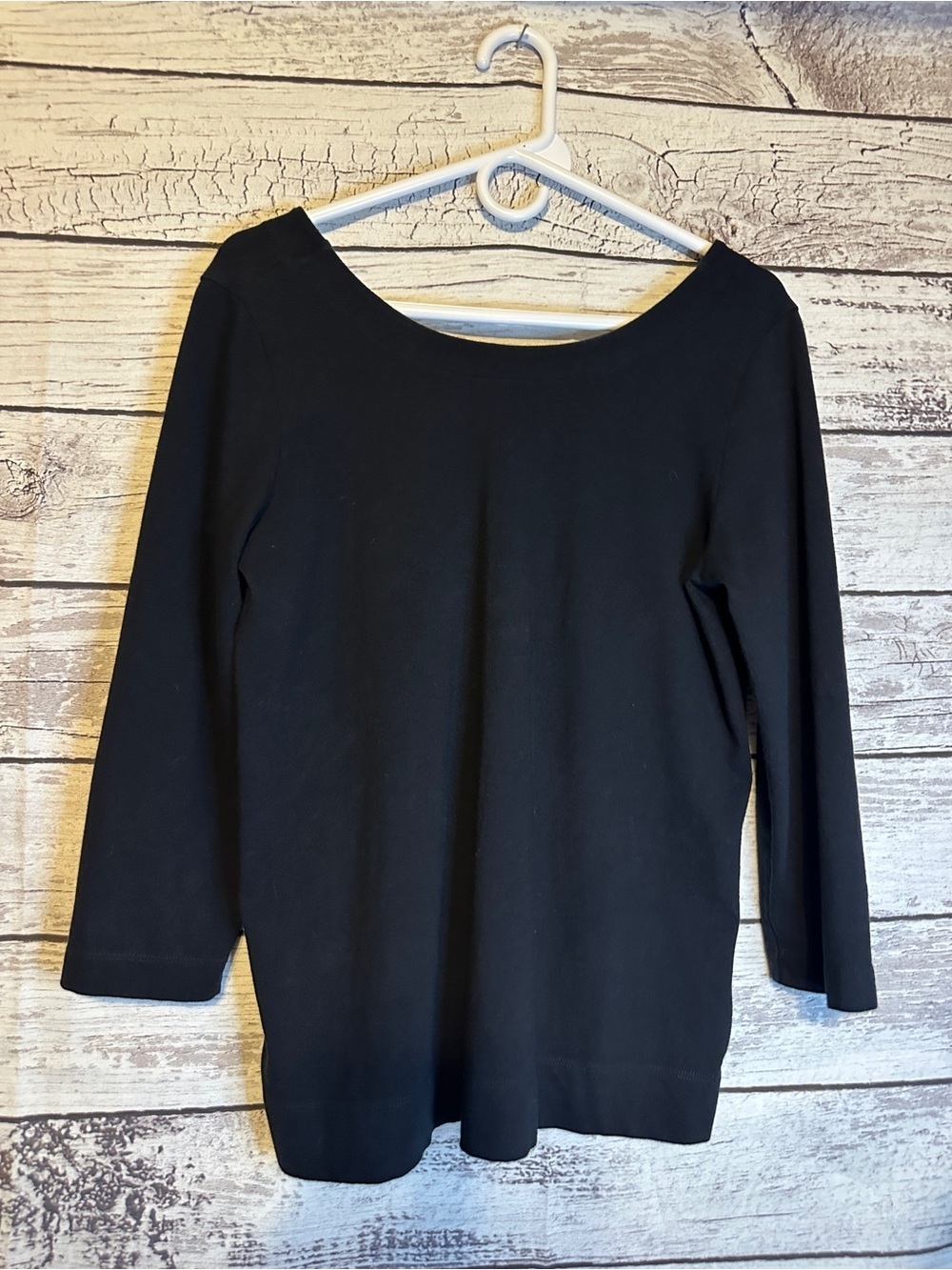 LOFT Black Scoop Neck Top With V Back Medium